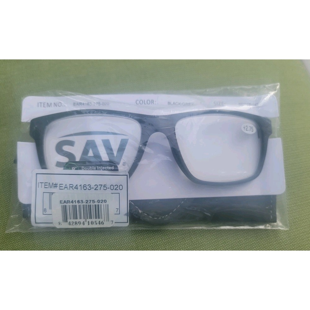 SAV Sportex Reading Glasses, Rectangular Frame, AR4163, +2.75, Gray